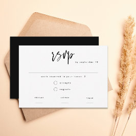 Minimal Modern Black Script Meal Choice Bröllop OSA Kort