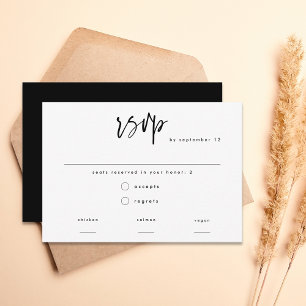 Minimal Modern Black Script Meal Choice Bröllop OSA Kort