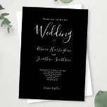 Minimal Modern Black White Bröllop Inbjudningar<br><div class="desc">Det här designade och fantastiska kortet för inbjudan till bröllop har en elegant, modern och minimal typografisk utformning med ett svart och vitt tema. Redo för dig att anpassa dig med information om din speciella dag. Bläddra i Black White Minimal Elegant bröllop Suite om du vill söka efter matchande kontorsartiklar....</div>