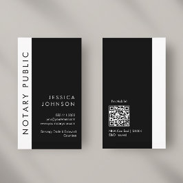 Minimal Modern Black & White Mobile Notary Public Visitkort
