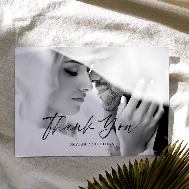 Minimal Modern Black & White Photo Tack Kort (Minimal Modern Black & White Photo Thank You)