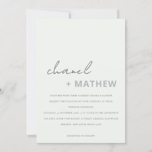 Minimal Modern Black & White Script Bröllop Inbjudningar