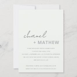 Minimal Modern Black White Script-Förlovning Inbjudningar