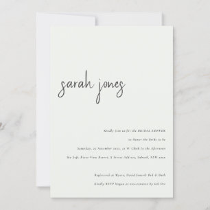Minimal Modern Black White Script-Möhippa Inbjudningar