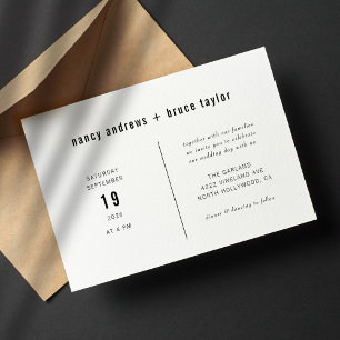 Minimal Modern Black White Typography Bröllop Inbjudningar