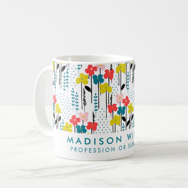 Minimal modern blommor Kaffe Mugg (Framsida vänster)