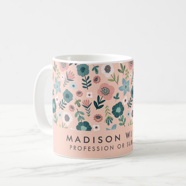 Minimal modern blommor Kaffe Mugg (Framsida vänster)