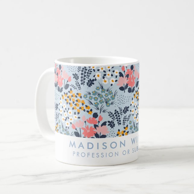Minimal modern blommor Kaffe Mugg (Framsida vänster)