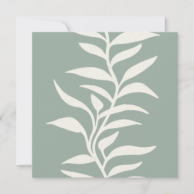 Minimal Modern Botanical Silhouette in Flow Sage Anteckningskort (Framsida)