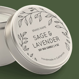 Minimal modern botanisk genomskinlig produktetiket runt klistermärke