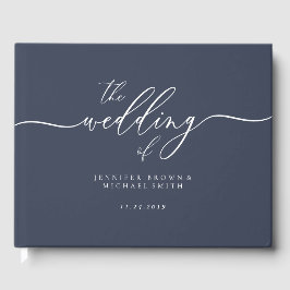 Minimal Modern bröllop för Navy Gäst Gästböcker