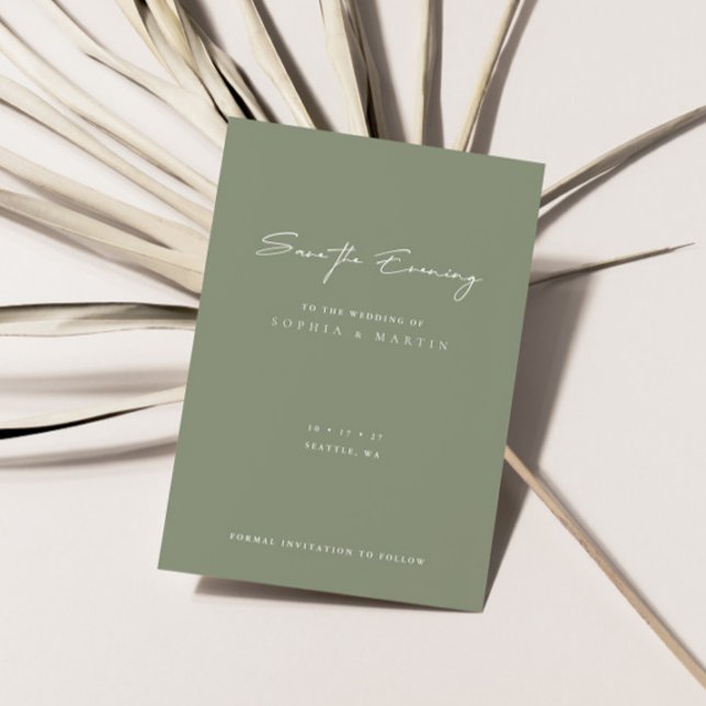 Minimal modern Bröllop Spara av kvällskortet (Minimal Modern Wedding Save the Evening Card)
