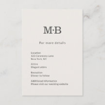Minimal Modern Bröllopskort för Elopement Detaljer