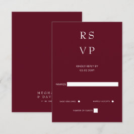 Minimal modern Burgundy Bröllop med enkel Elegant OSA Kort