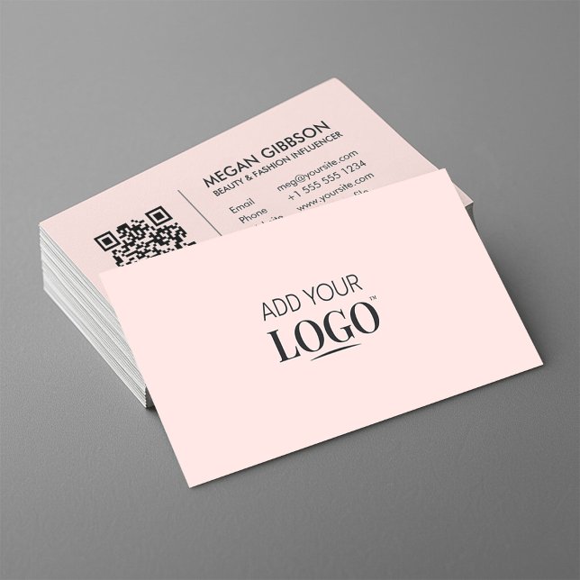 Minimal Modern Chic Rosa Social Media QR-kodLogoty Visitkort (Skapare uppladdad)