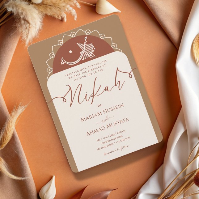 Minimal Modern Chick Terracotta Boho Islamic Nikah Inbjudningar (Skapare uppladdad)