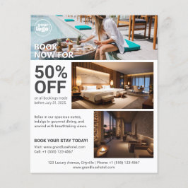 Minimal Modern Clean Promotional Hotel Booking Flygblad