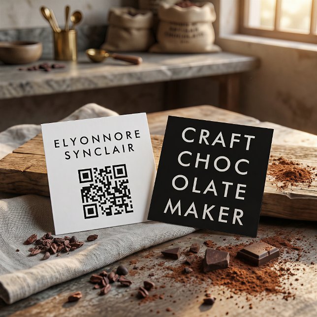 Minimal Modern Craft Chocolate Maker Qr Code Fyrkantigt Visitkort (Skapare uppladdad)