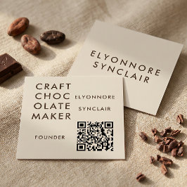Minimal Modern Craft Chocolate Maker Qr Code Fyrkantigt Visitkort