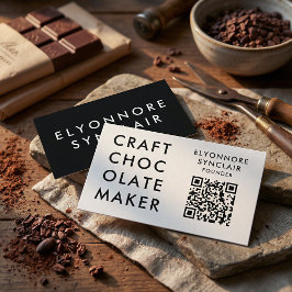 Minimal Modern Craft Chocolate Maker Qr Code Visitkort