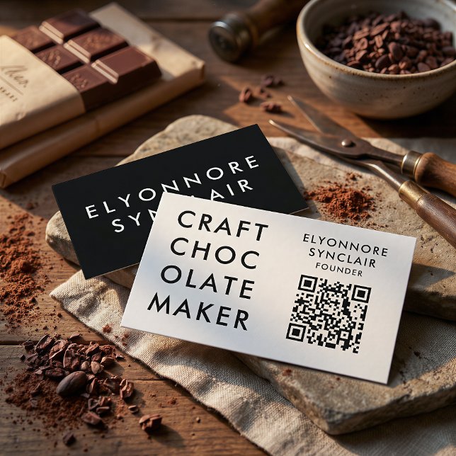Minimal Modern Craft Chocolate Maker Qr Code Visitkort (Skapare uppladdad)