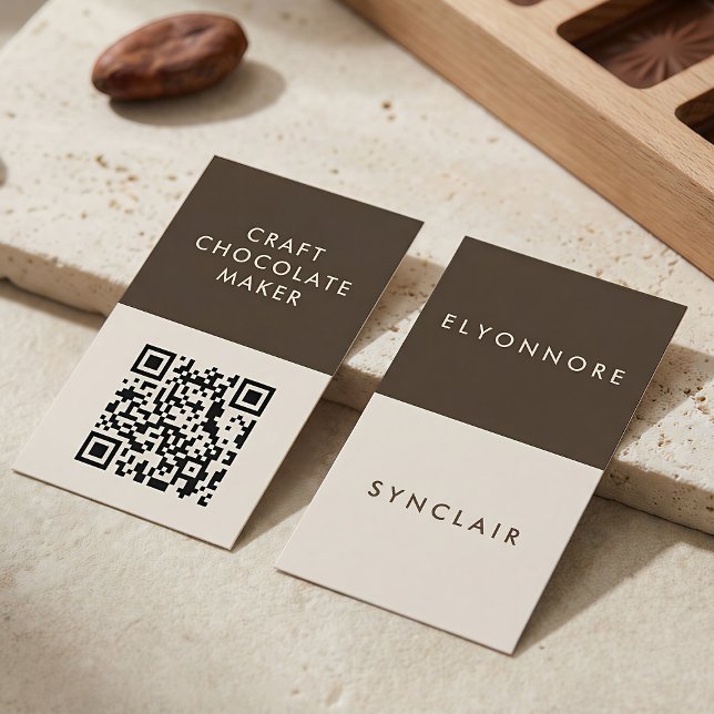 Minimal Modern Craft Chocolate Maker Qr Code Visitkort (Skapare uppladdad)
