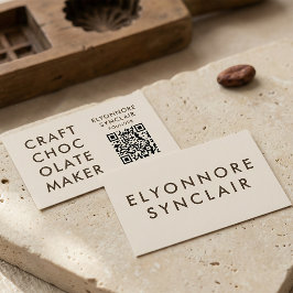 Minimal Modern Craft Chocolate Maker Qr Code Visitkort