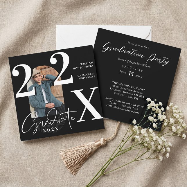 Minimal Modern Djärv Examen År Ark Foto Inbjudningar (Minimal Modern Bold Graduation Year Arch Photo Invitation)