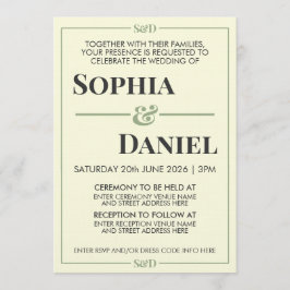 Minimal Modern Editable Wedding Inbjudningar