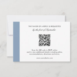 Minimal modern Elegant Dusty Blue QR Code Bröllop OSA Kort
