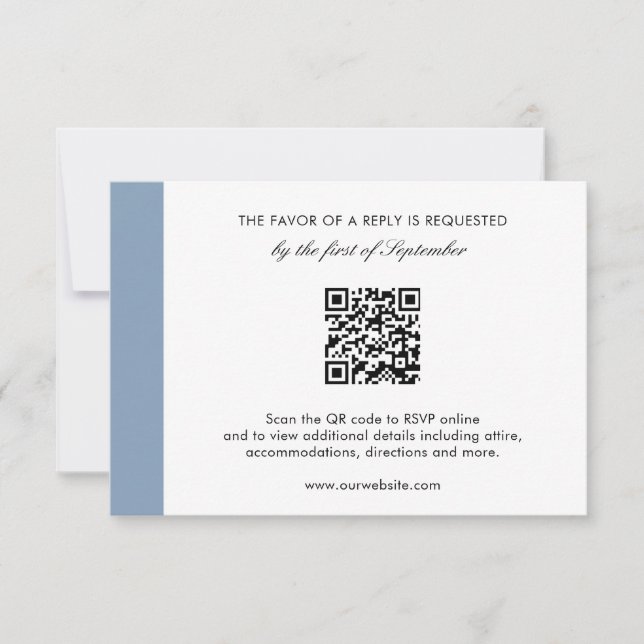 Minimal modern Elegant Dusty Blue QR Code Bröllop OSA Kort (Framsida)