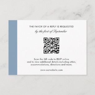 Minimal modern Elegant Dusty Blue QR Code Bröllop OSA Kort