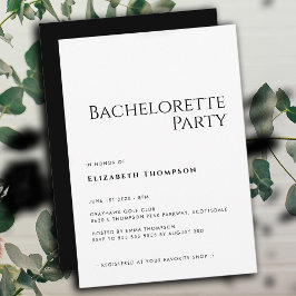 Minimal Modern Elegant enkel Bachelorette Party Inbjudningar