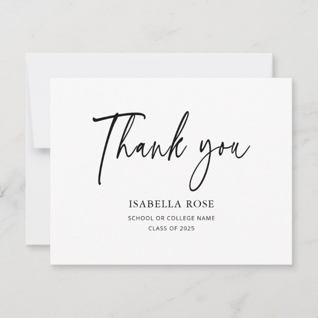 Minimal modern Elegant enkel Studenten Tack Kort (Framsida)