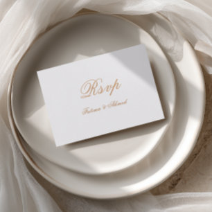 Minimal Modern Elegant Guld Stilig Skrift Bröllop OSA Kort