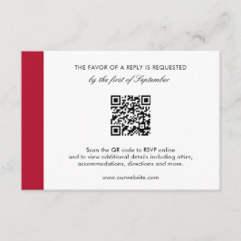 Minimal Modern Elegant Red QR Code Bröllop OSA Kort