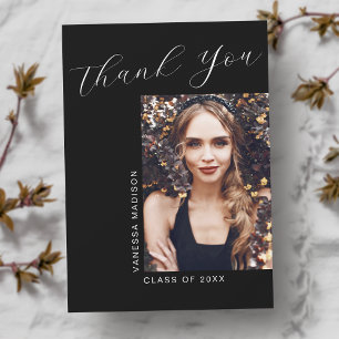 Minimal Modern Elegant Script 1 Photo Studenten Tack Kort