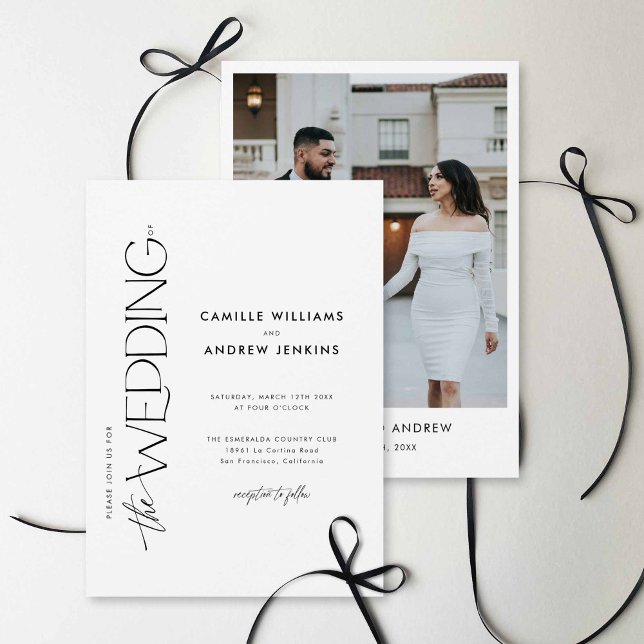 Minimal Modern Elegant Wedding Photo Invitation Inbjudningar (Elegant Minimal Photo Wedding Invitation)