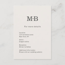 Minimal Modern Elopement Wedding Details Card Tilläggskort