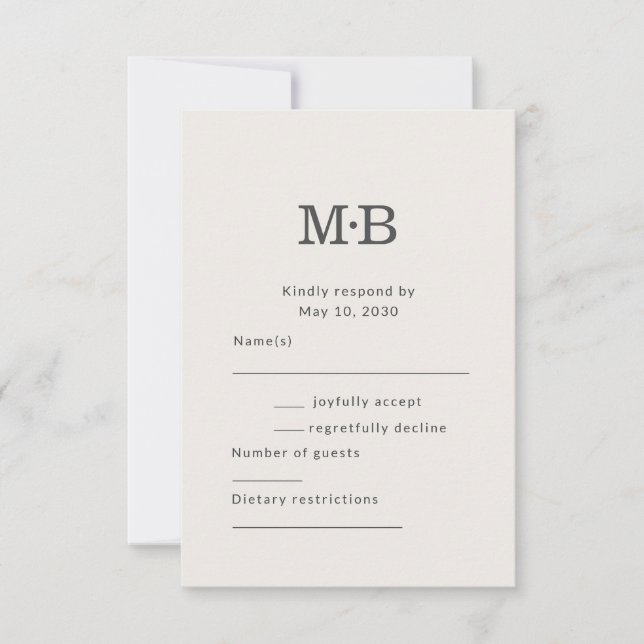 Minimal Modern Elopement Wedding RSVP Card OSA Kort (Framsida)