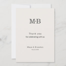 Minimal Modern Elopement Wedding Thank You Card Tack Kort