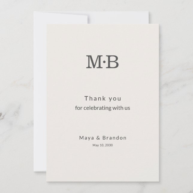 Minimal Modern Elopement Wedding Thank You Card Tack Kort (Framsida)