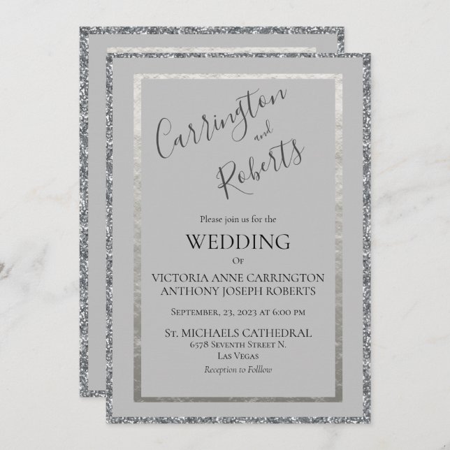 Minimal Modern Endern Invit för elegant Bröllop Inbjudningar (Fram/baksida)