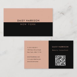 Minimal modern enkel QR-kod, svart och Rosa Visitkort