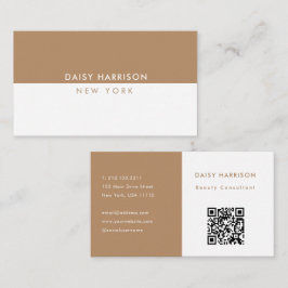 Minimal modern enkel QR-kod vit och brun Visitkort