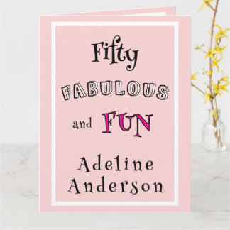 Minimal Modern Femtio Fantastisk Rosa 50-årsfest Kort