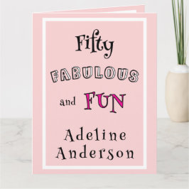 Minimal Modern Femtio Fantastisk Rosa 50-årsfest Kort