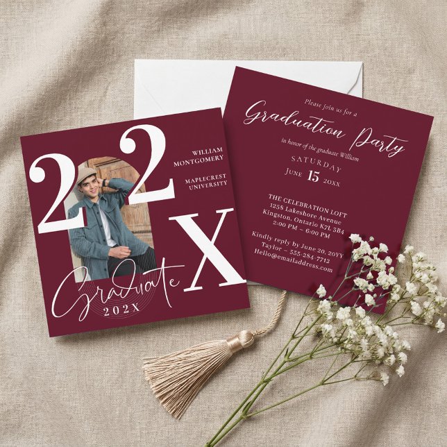 Minimal Modern Fet Examenårs Ark Foto Inbjudningar (Minimal Modern Bold Graduation Year Arch Photo Invitation)
