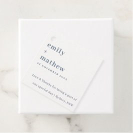 Minimal Modern fet Grått Blue Typography Bröllop Gåvor Etiketter