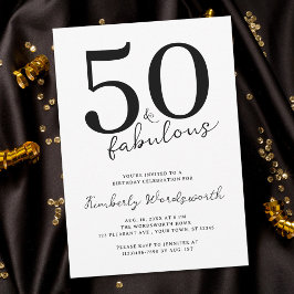 Minimal Modern Fifty and Fabulous 50th Birthday Inbjudningar